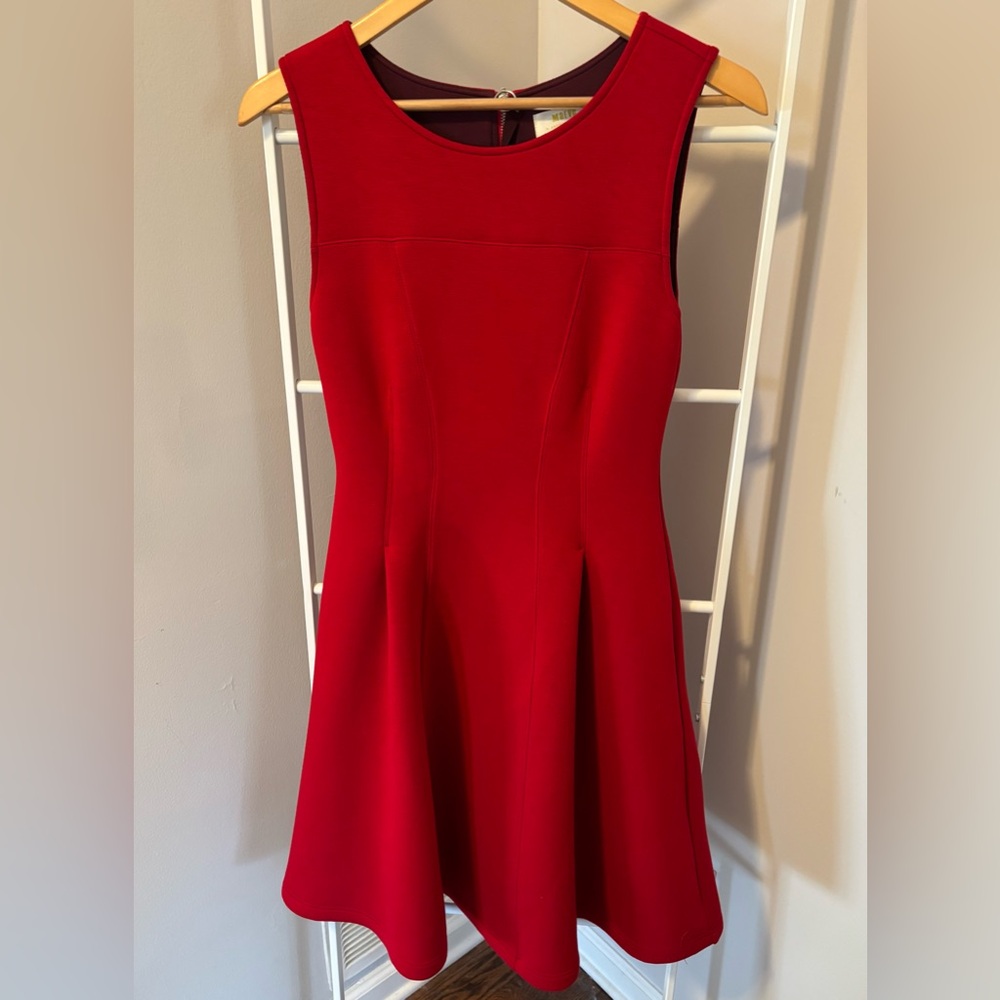 Anthropologie Maeve Vibrant Red Fit and Flair Dress - Picture 3 of 8
